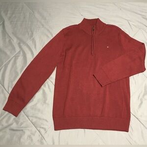 Tommy Hilfiger Men's Brick Red Half-Zip Sweater